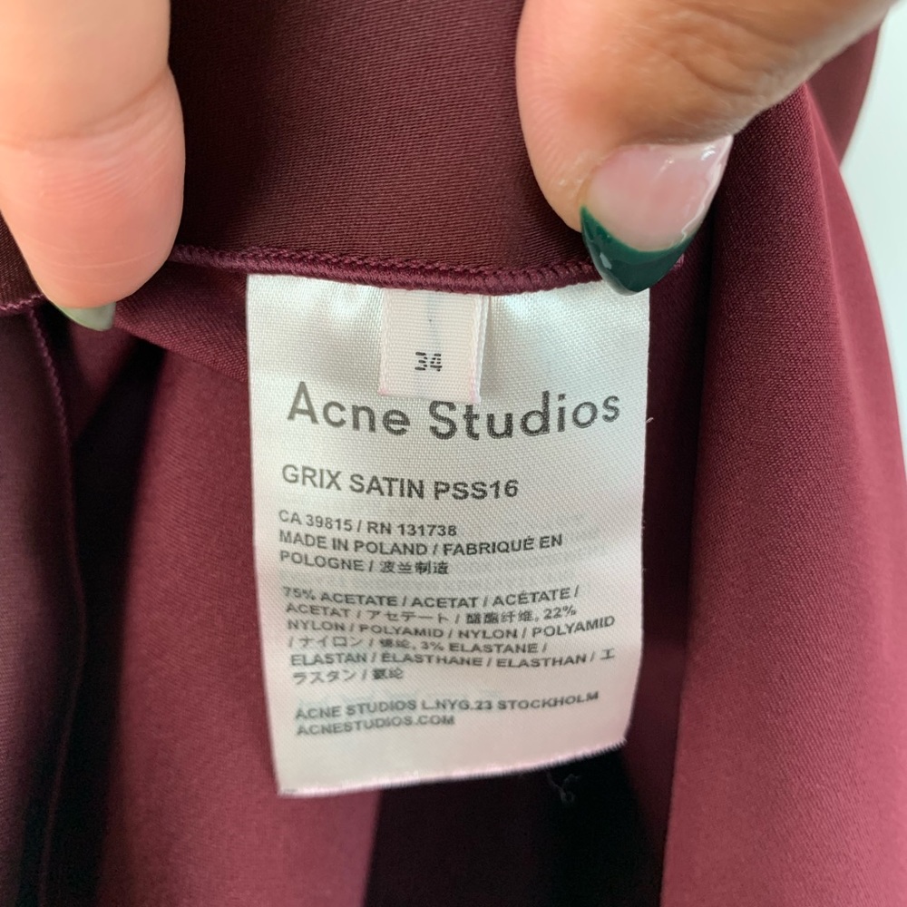 Acne Studios burgundy satin top - Picture 4 of 4